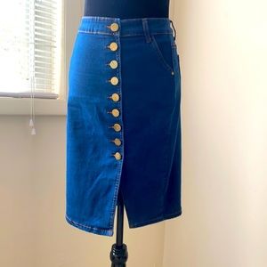 Button Front Denim Skirt
